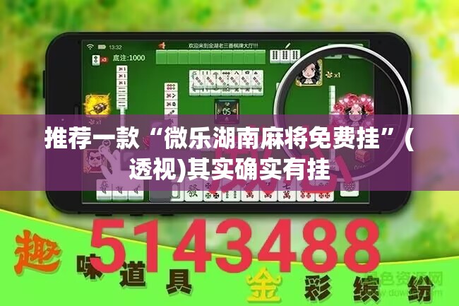 推荐一款“微乐湖南麻将免费挂”(透视)其实确实有挂