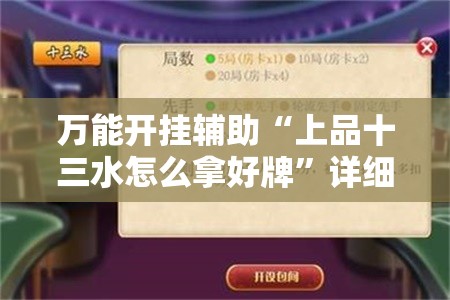 万能开挂辅助“上品十三水怎么拿好牌”详细分享装挂步骤