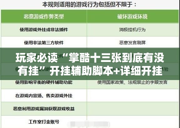玩家必读“掌酷十三张到底有没有挂	”开挂辅助脚本+详细开挂安装教程